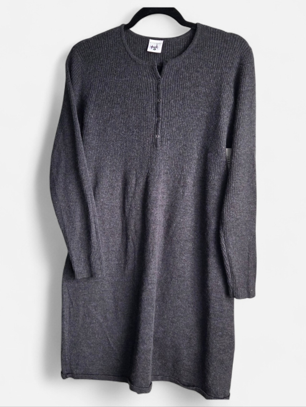 Bella Swan Motherhood Maternity Charcoal Gray Ribbed Tie-Waist Maternity Dress